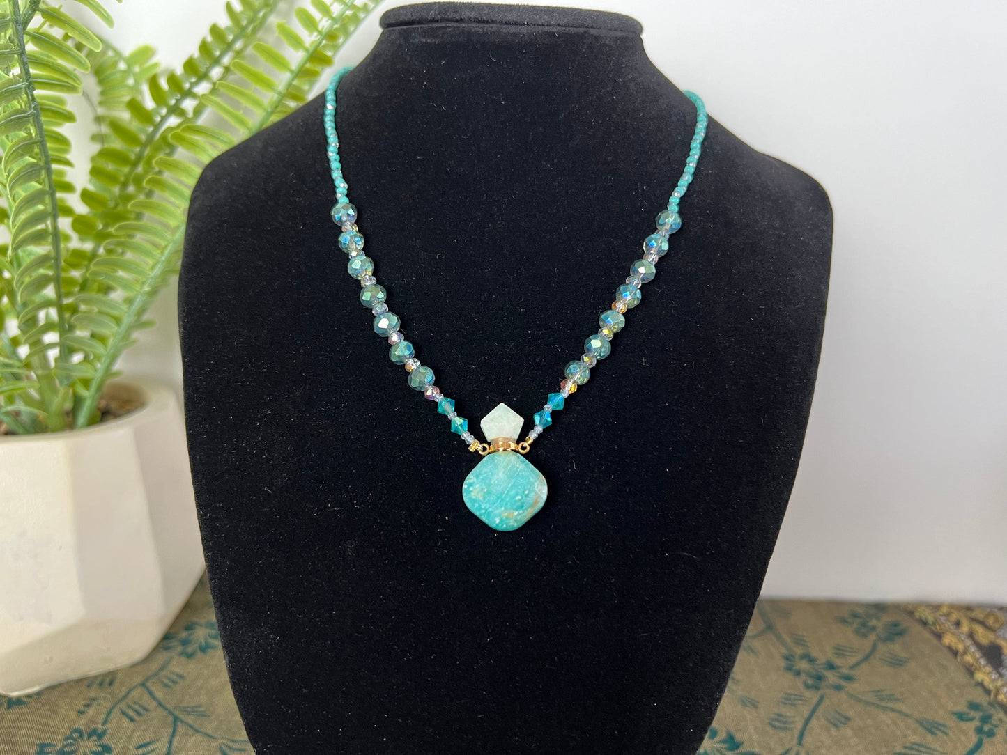 draft Necklaces Amazonite Crystal Vial Necklace