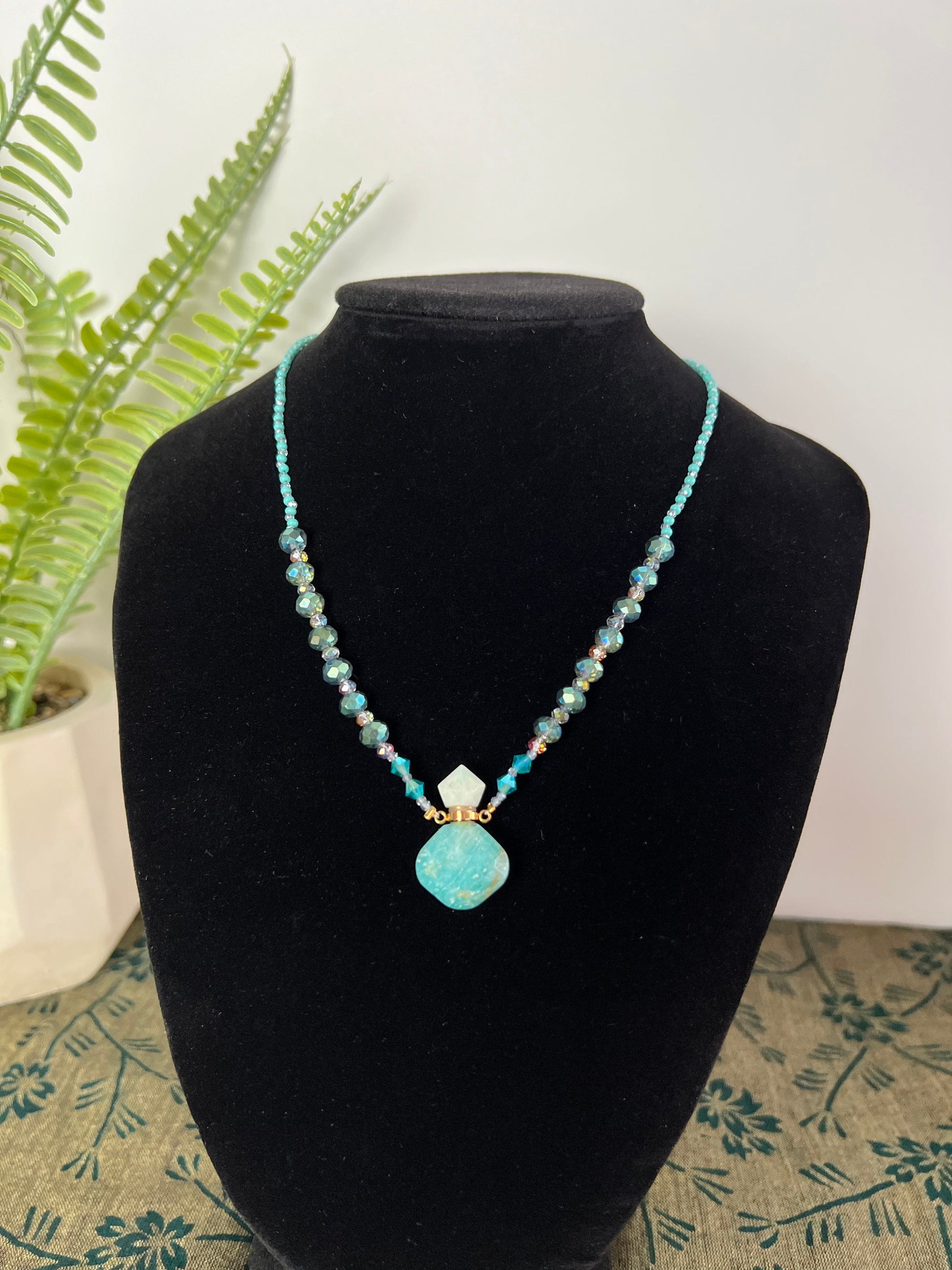 draft Necklaces Amazonite Crystal Vial Necklace
