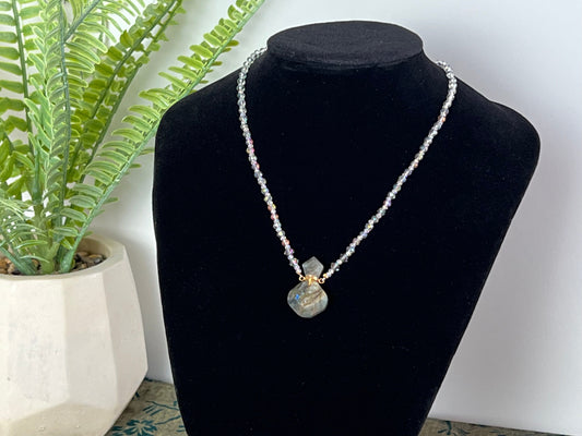 draft Necklaces Labradorite Crystal Vial Necklace