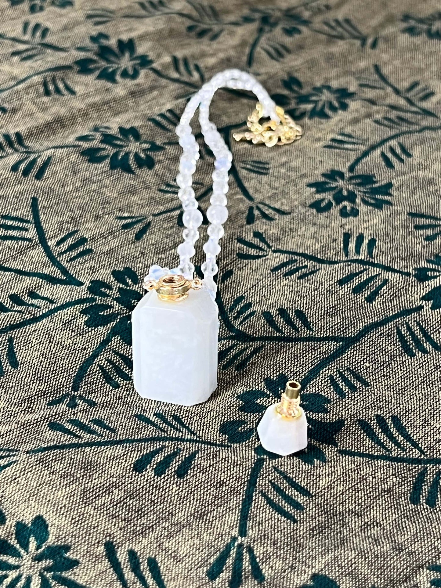 draft Necklaces White Jade Crystal Vial Necklace