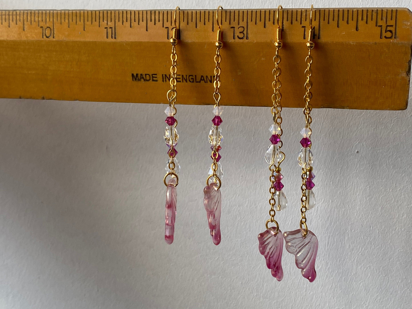 Ted & Bubs Earrings Fairy Wing Earrings - Raspberry Gold
