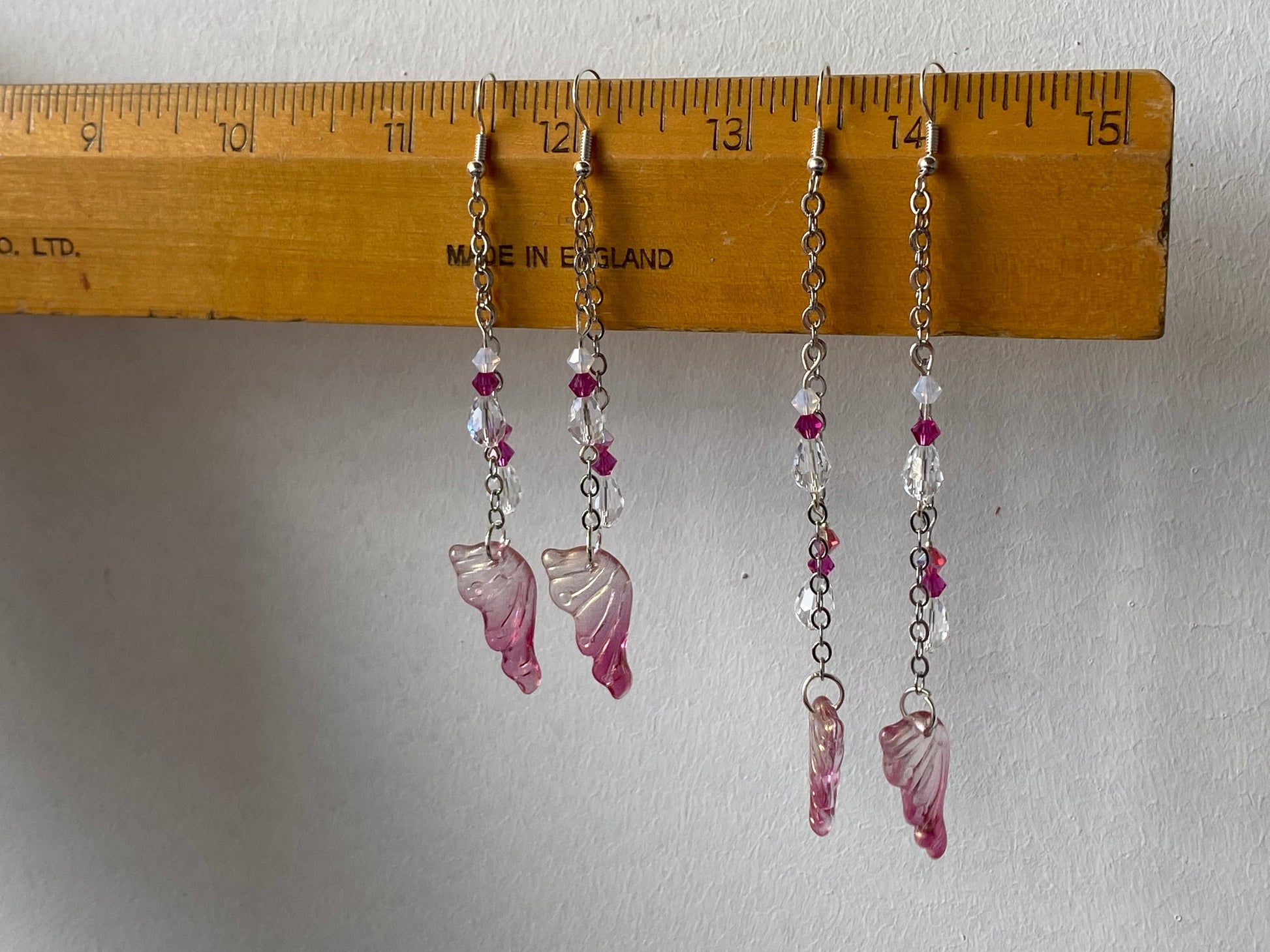 Ted & Bubs Earrings Fairy Wing Earrings - Raspberry Silver