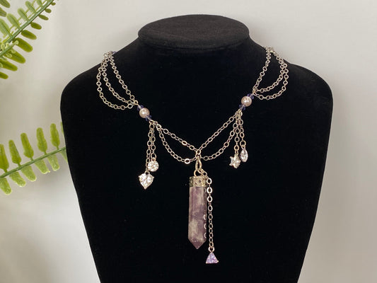 Ted & Bubs Necklaces Amethyst Crystal Drops Choker