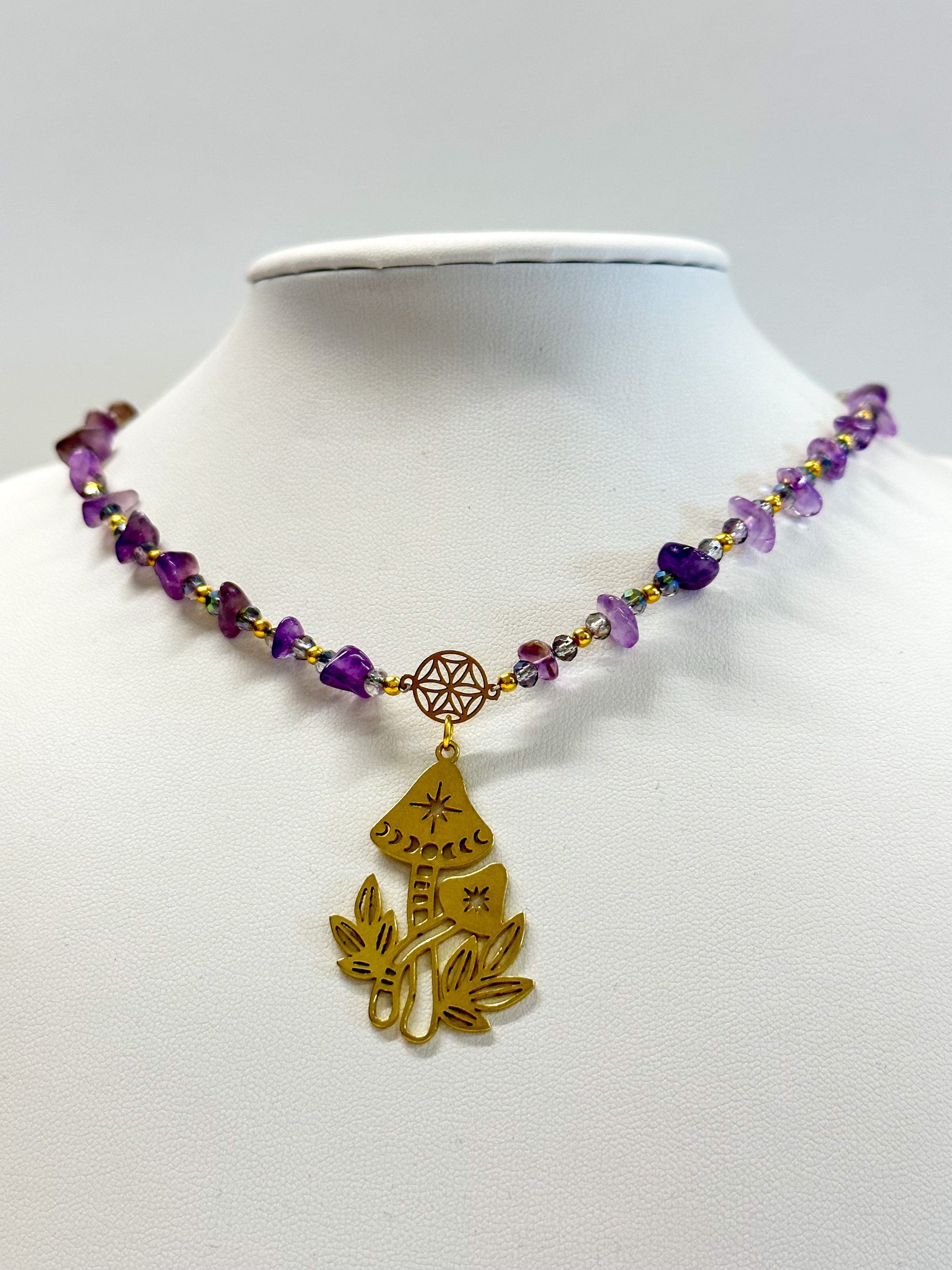 Ted & Bubs Necklaces Amethyst Magic Mushrooms