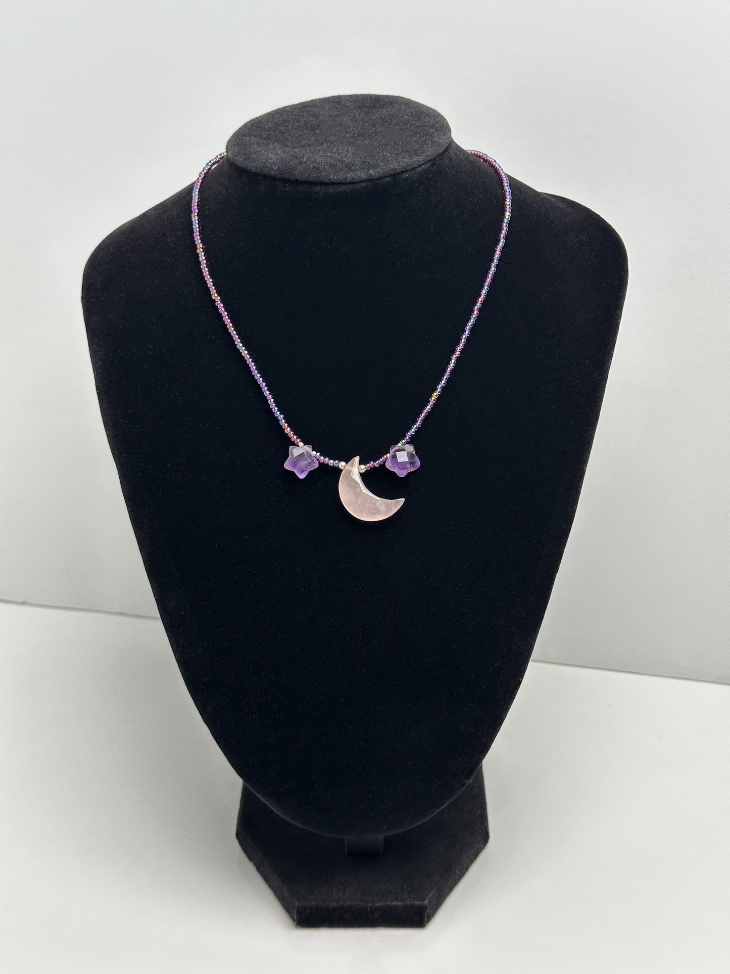 Ted & Bubs Necklaces Amethyst & Rose Quartz Night Sky Necklace - Crystal Sky Collection