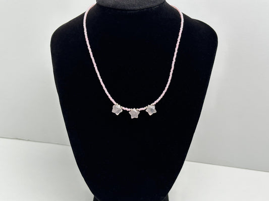 Ted & Bubs Necklaces Rose Quartz Triple Star Necklace - Crystal Sky Collection